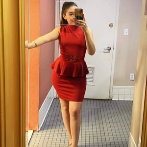 Red Peplum Mini Dress